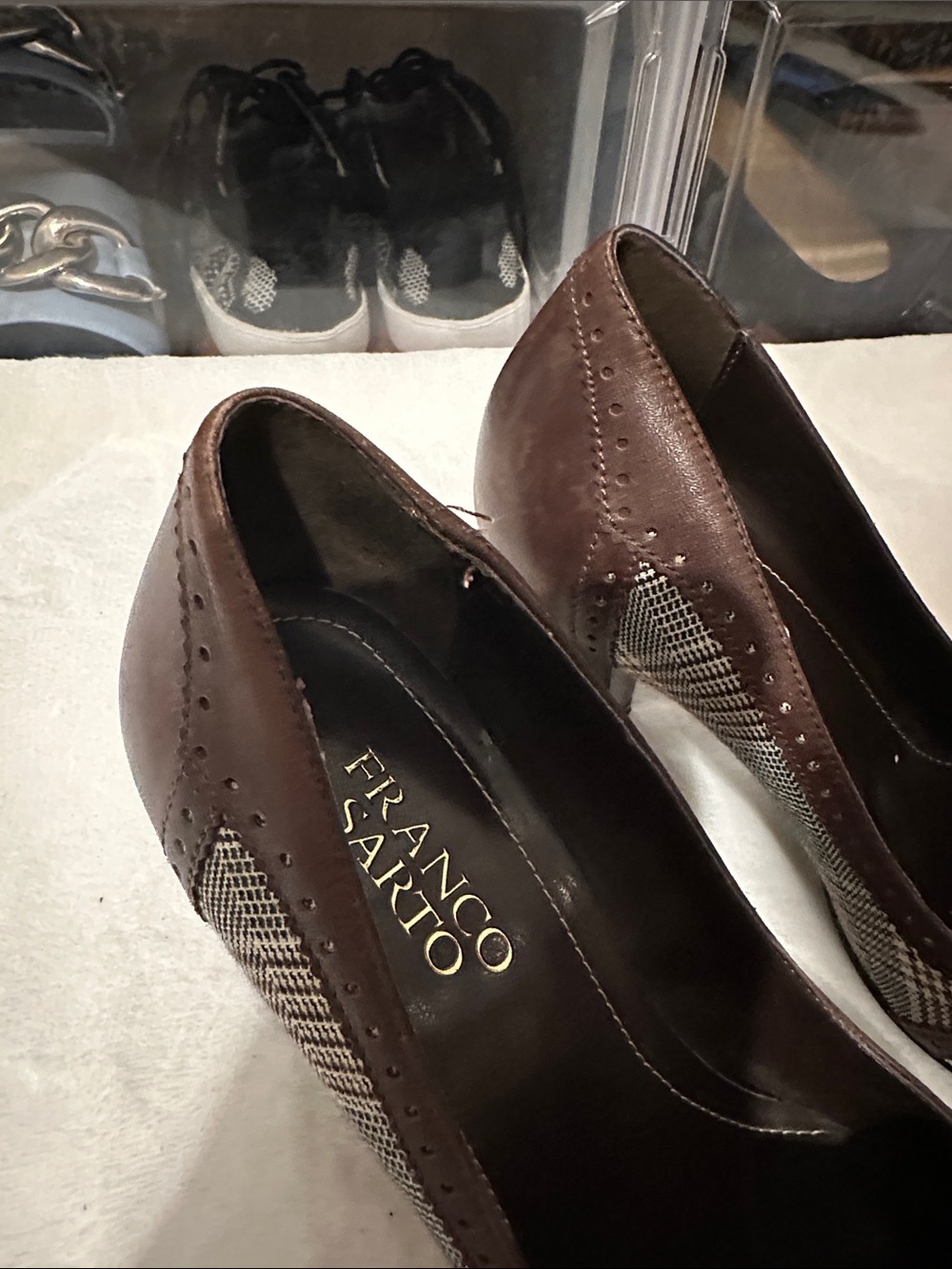 Franco Sarto Brown Plaid Bow Pump - Picture 7 of 12